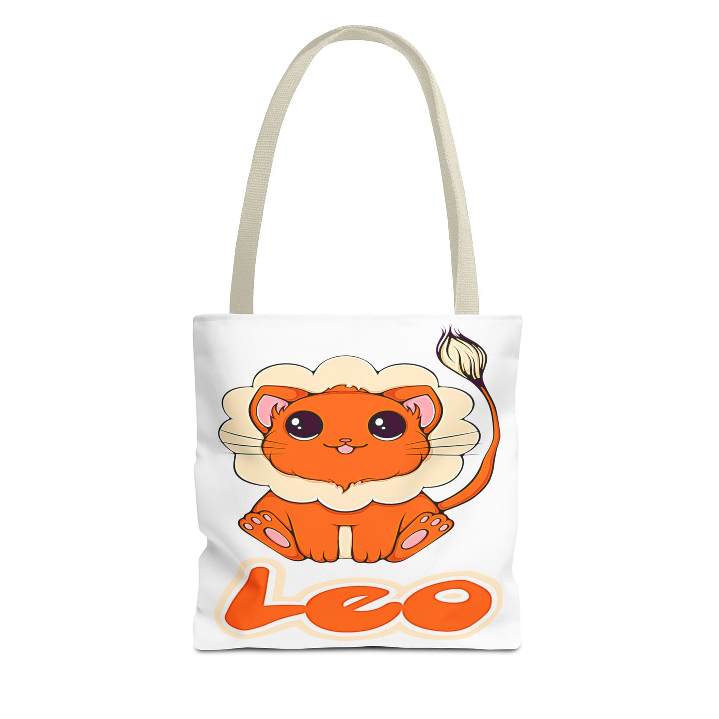 Leo Anime Cat White Tote Bag, 3 Sizes