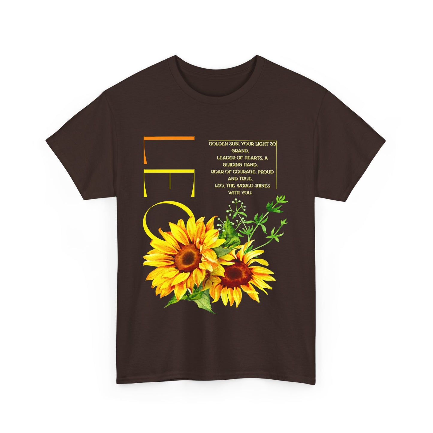 Leo Sunflowers, Unisex Heavy Cotton Tee