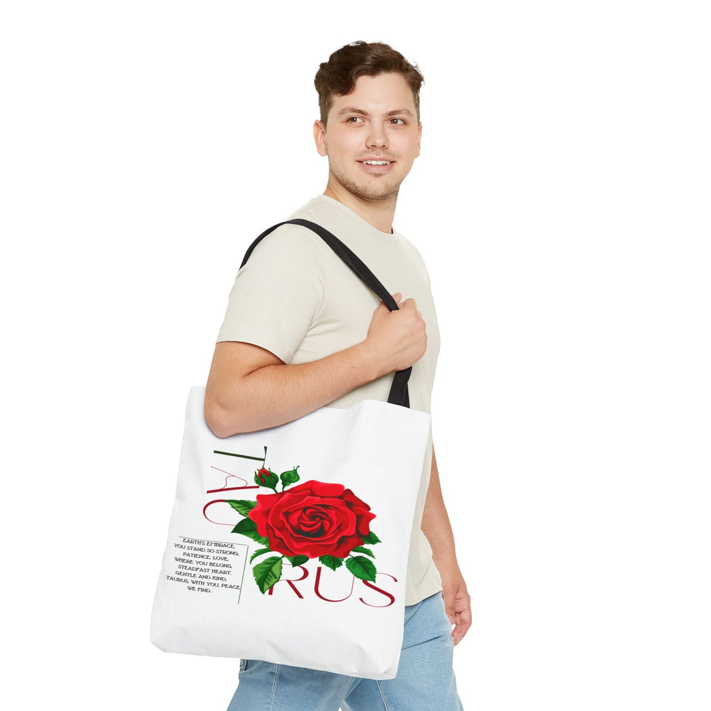 Taurus Rose White Tote Bag, 3 Sizes