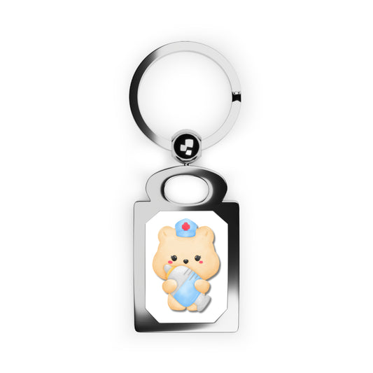 Nurse Bear, Rectangle Photo Keyring