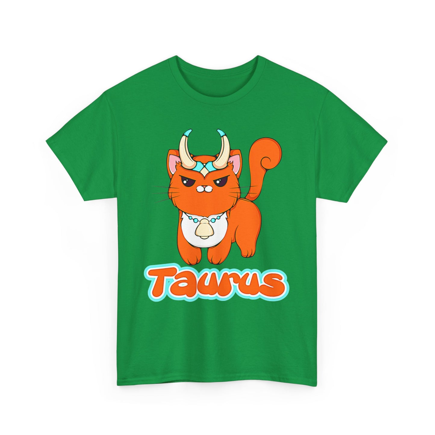 Taurus Anime Cat, Unisex Heavy Cotton Tee