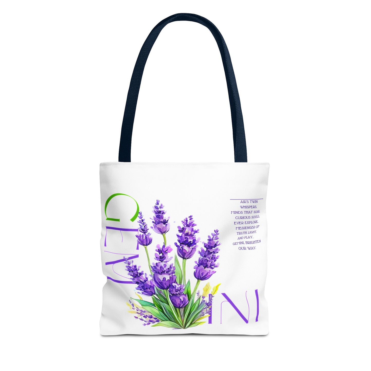 Gemini Lavender White Tote Bag, 3 Sizes