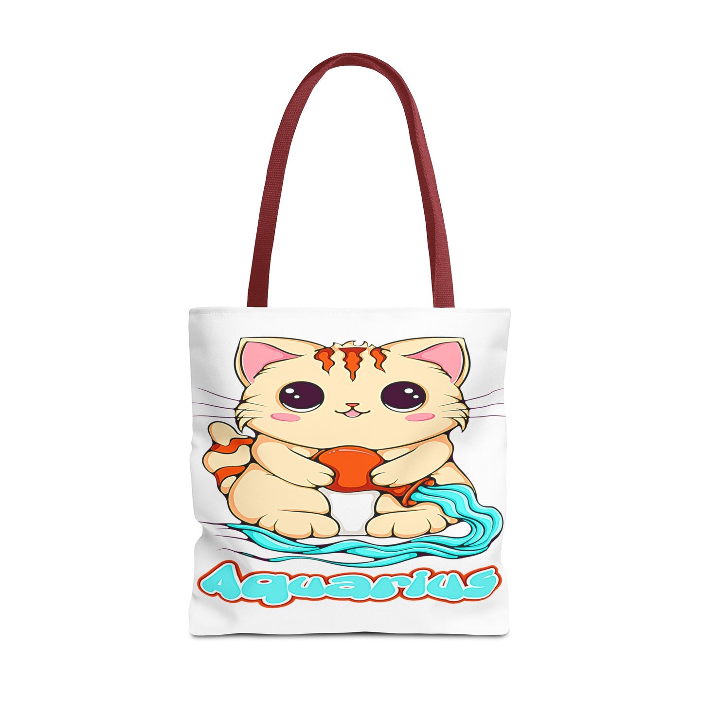 Aquarius Anime Cat White Tote Bag, 3 Sizes