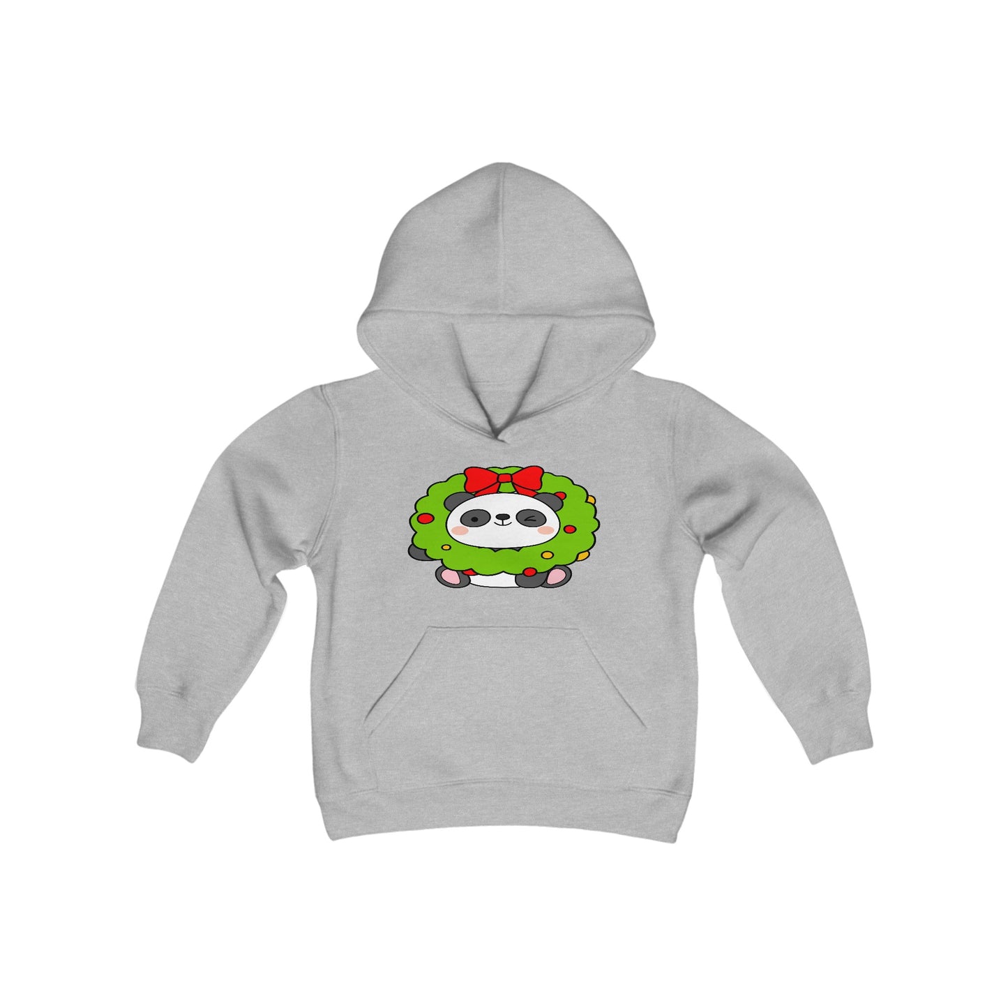 Cute Christmas Panda, Youth Heavy Blend Hooded Sweatshirt