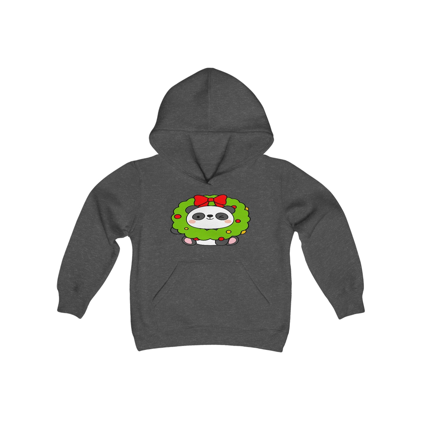 Cute Christmas Panda, Youth Heavy Blend Hooded Sweatshirt