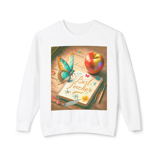 Best Teacher Vintage, Unisex Lightweight Crewneck Sweatshirt