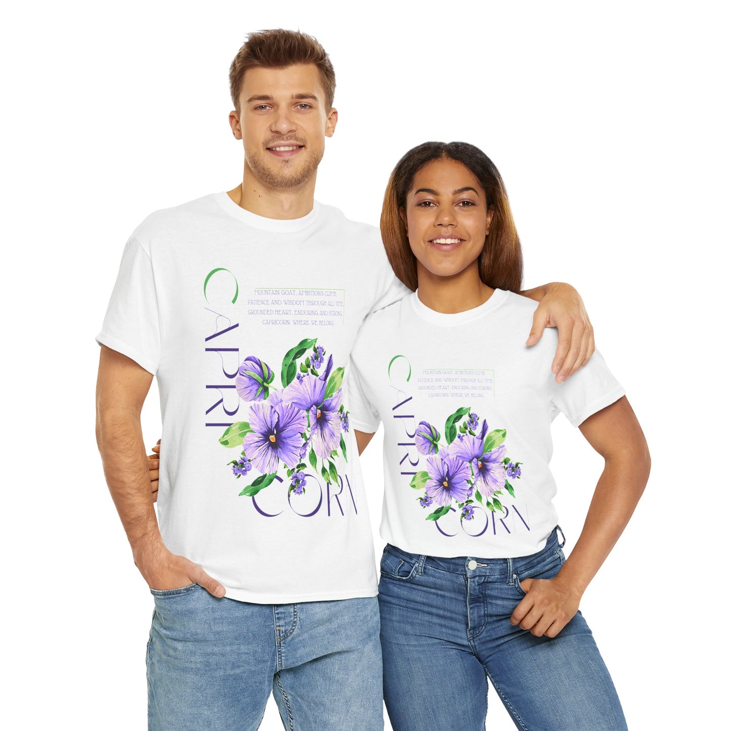 Capricorn Pansies, Unisex Heavy Cotton Tee