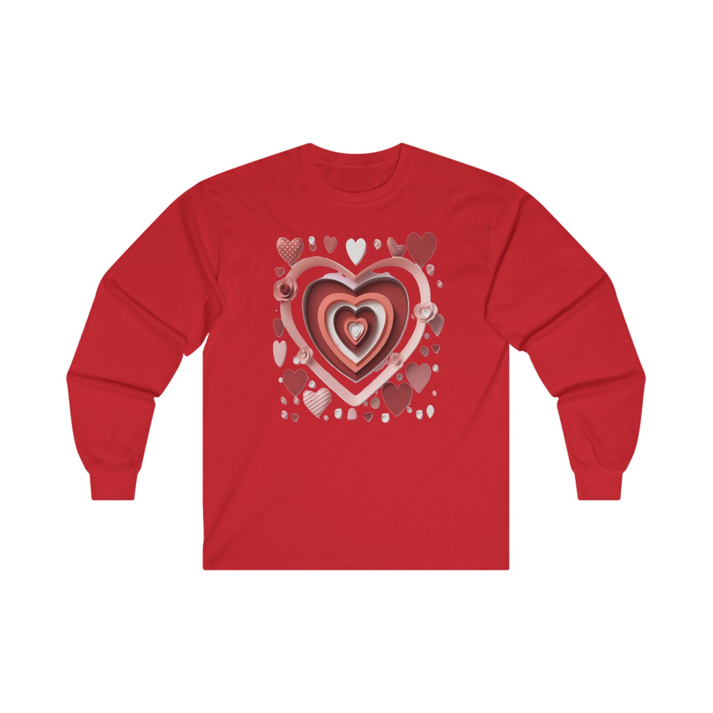 3D Love Hearts, Unisex Ultra Cotton Long Sleeve Tee