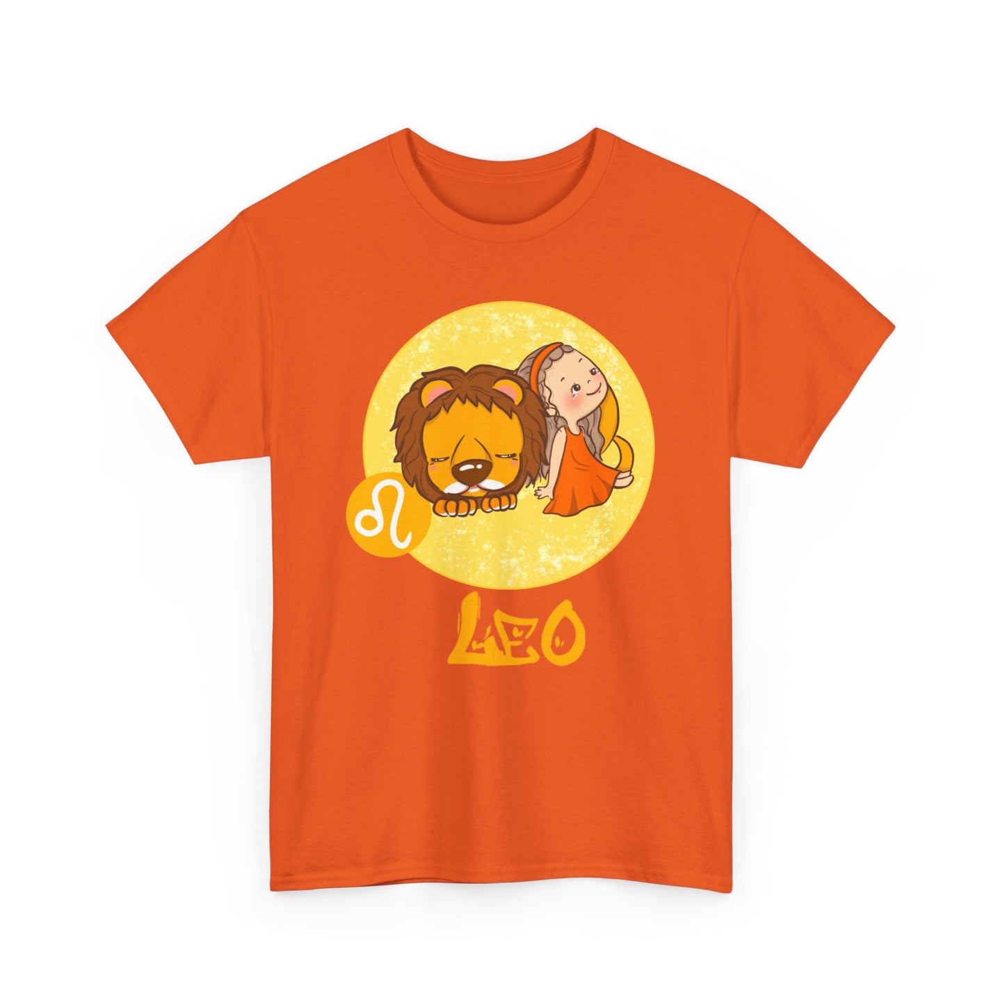 Leo Chibi Girl & Lion, Unisex Heavy Cotton Tee