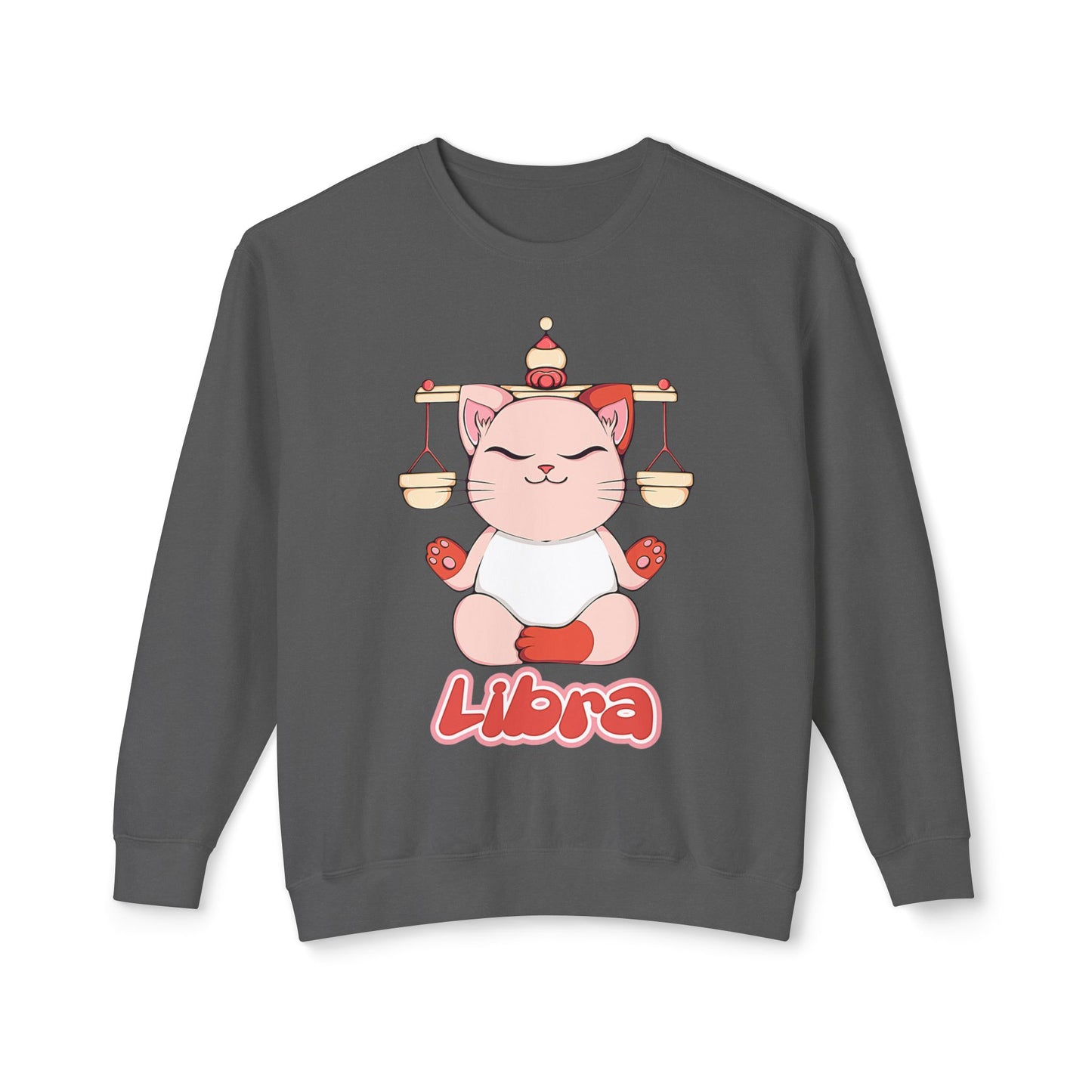 Libra Anime Cat, Unisex Lightweight Crewneck Sweatshirt