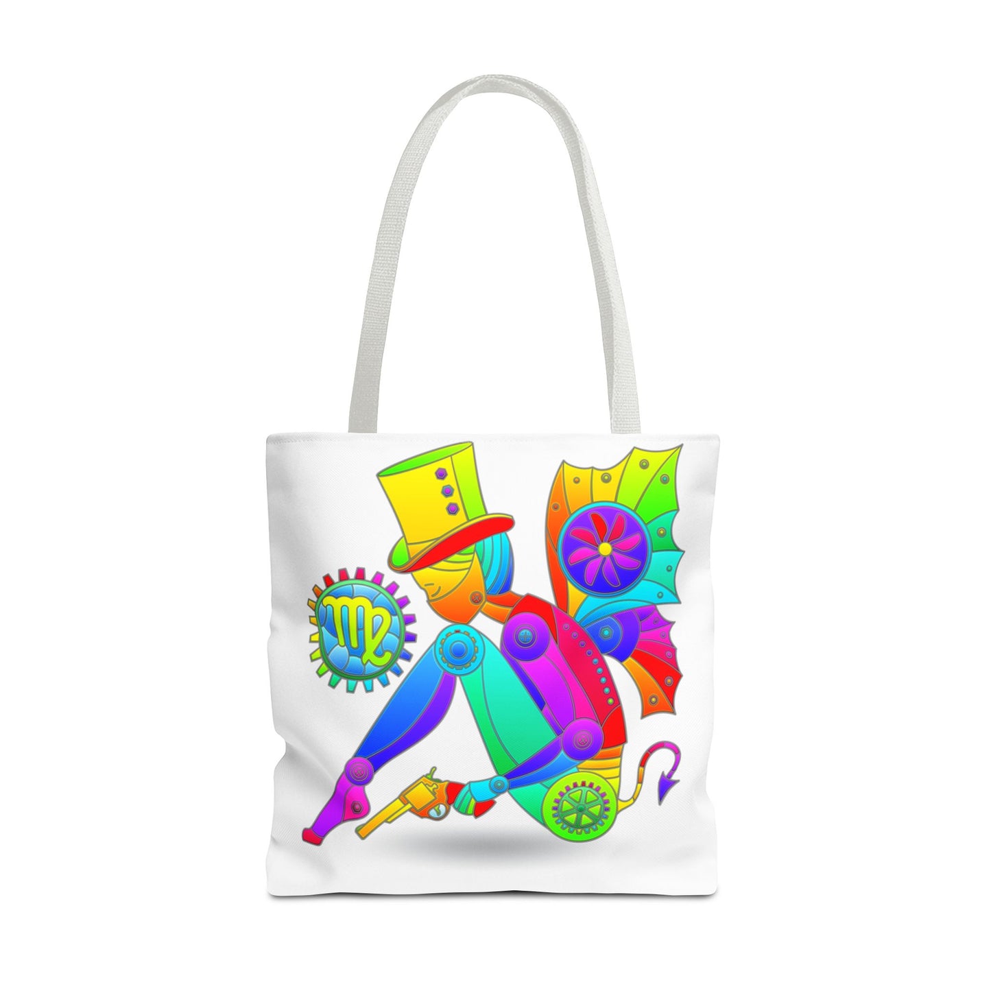 Virgo Rainbow Steampunk, White Tote Bag