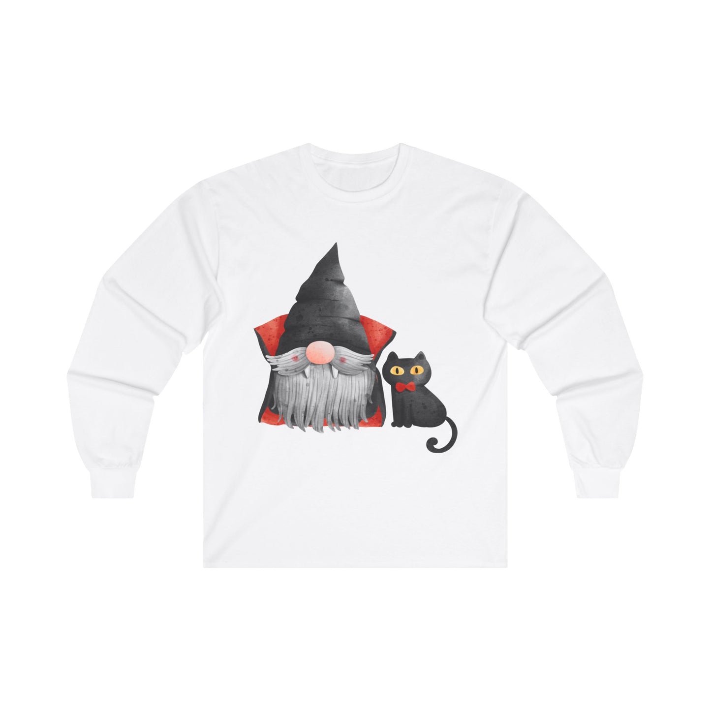 Warlock Gnome & Black Cat, Unisex Ultra Cotton Long Sleeve Tee