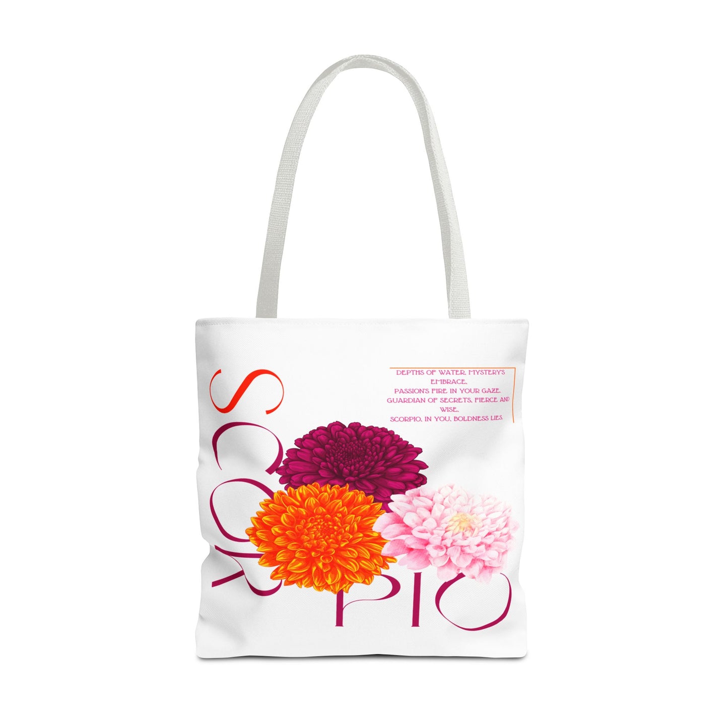 Scorpio Chrysanthemums White Tote Bag, 3 Sizes