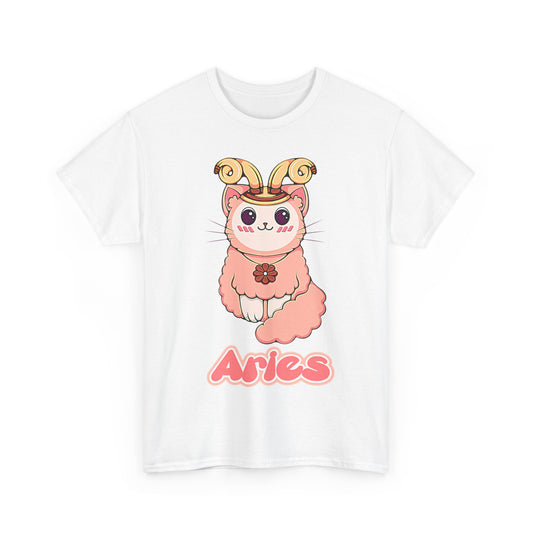 Aries Anime Cat, Unisex Heavy Cotton Tee