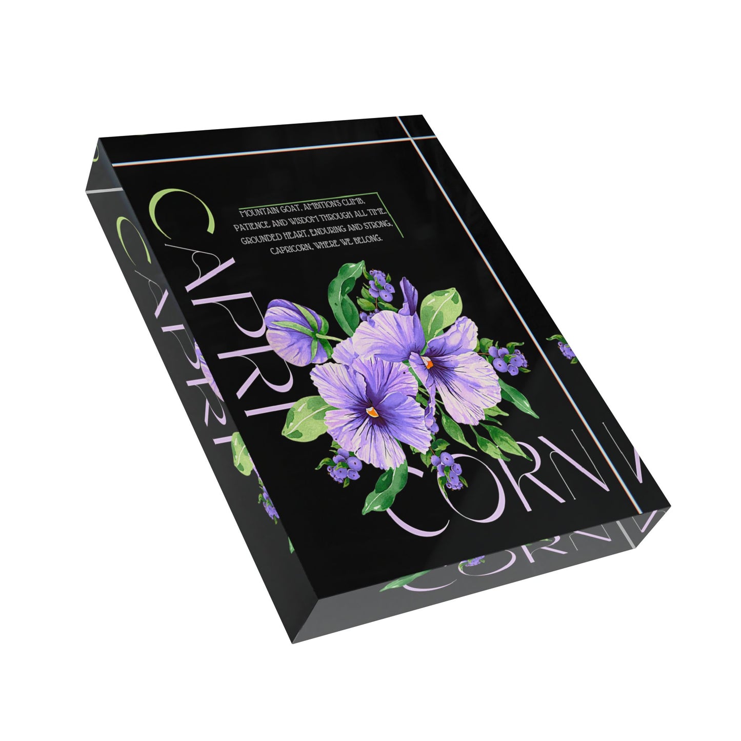 Capricorn Pansies, Photo Block (Black)