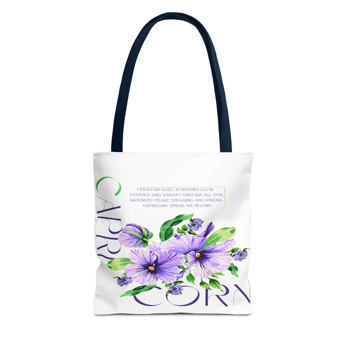 Capricorn Pansies White Tote Bag, 3 Sizes