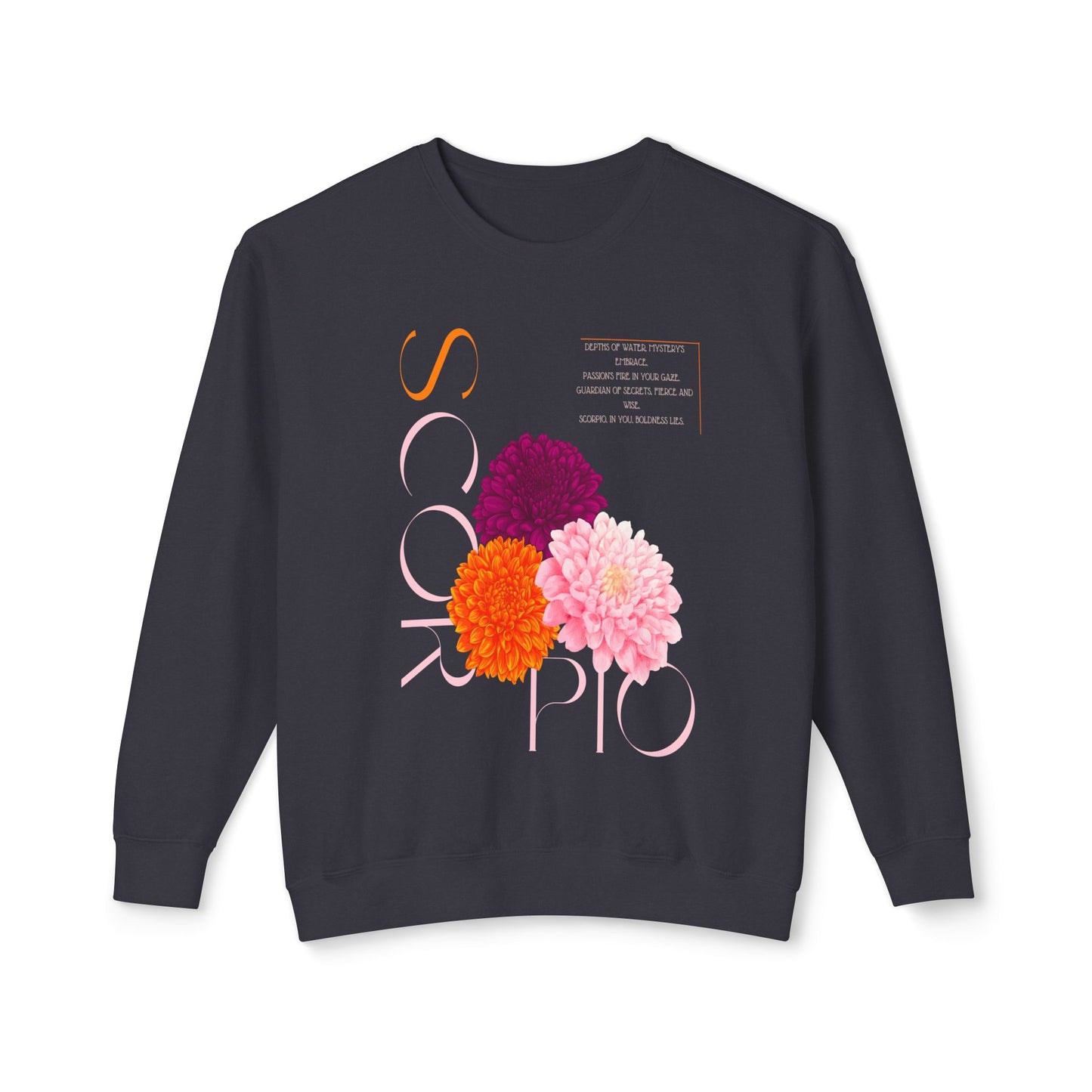 Scorpio Chrysanthemums, Unisex Lightweight Crewneck Sweatshirt