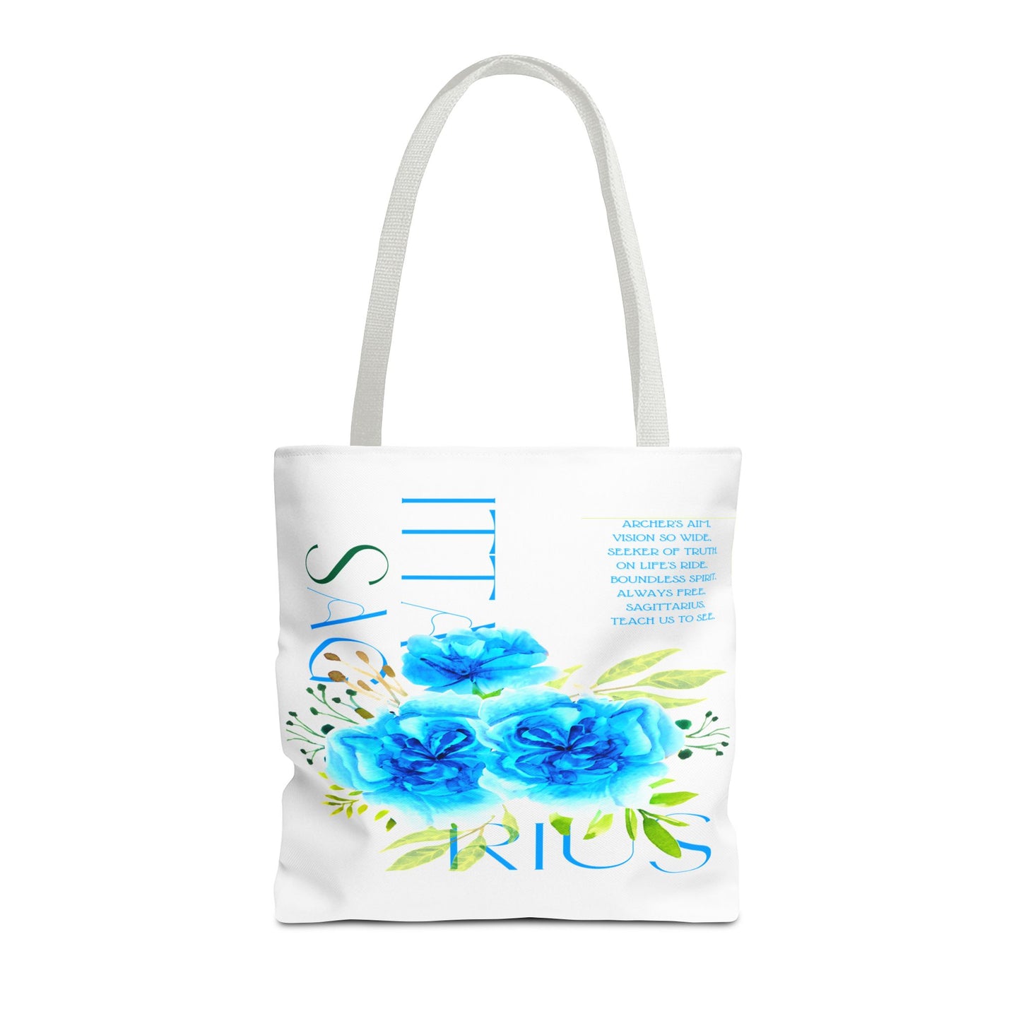 Sagittarius Blue Carnations White Tote Bag, 3 Sizes