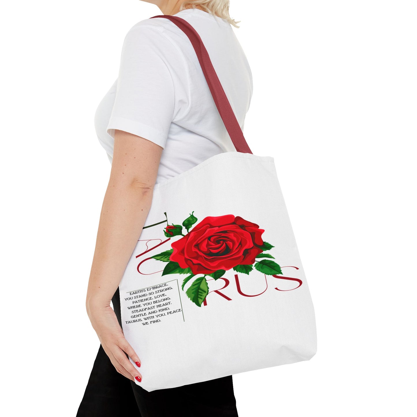 Taurus Rose White Tote Bag, 3 Sizes