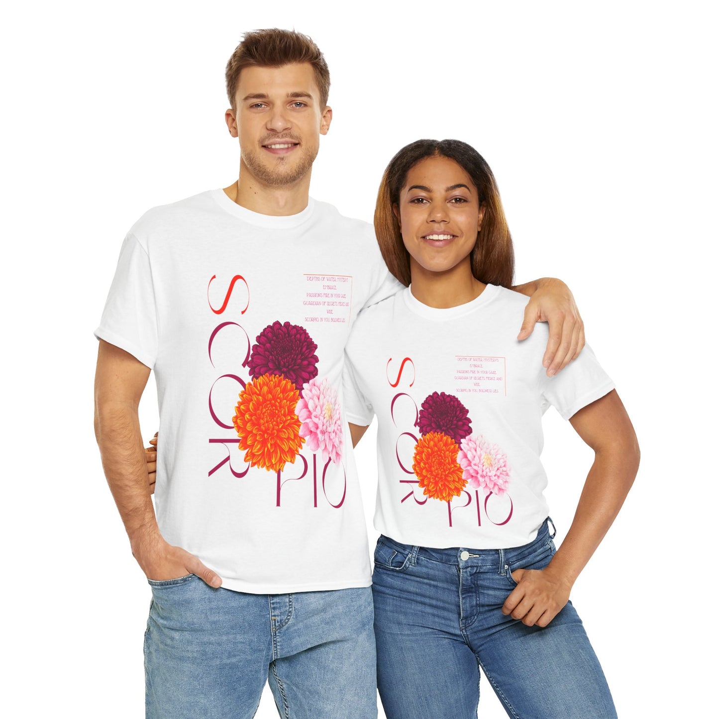 Scorpio Chrysanthemums, Unisex Heavy Cotton Tee