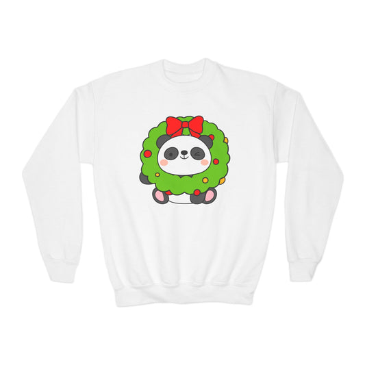 Cute Christmas Panda, Youth Crewneck Sweatshirt