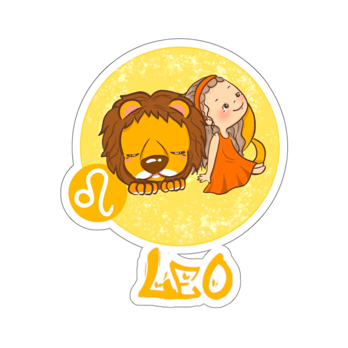 Leo Chibi Girl & Lion, Kiss-Cut Stickers