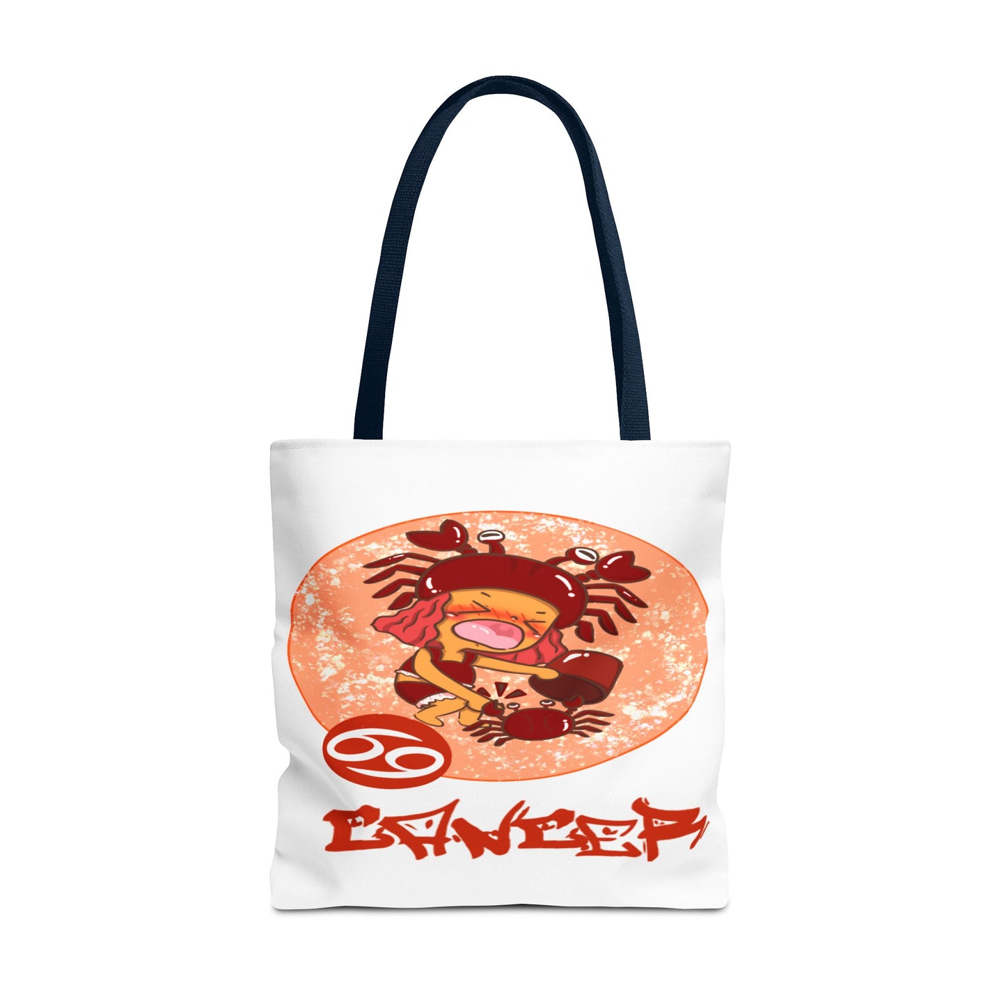 Cancer Chibi Girl & Crab White Tote Bag, 3 Sizes