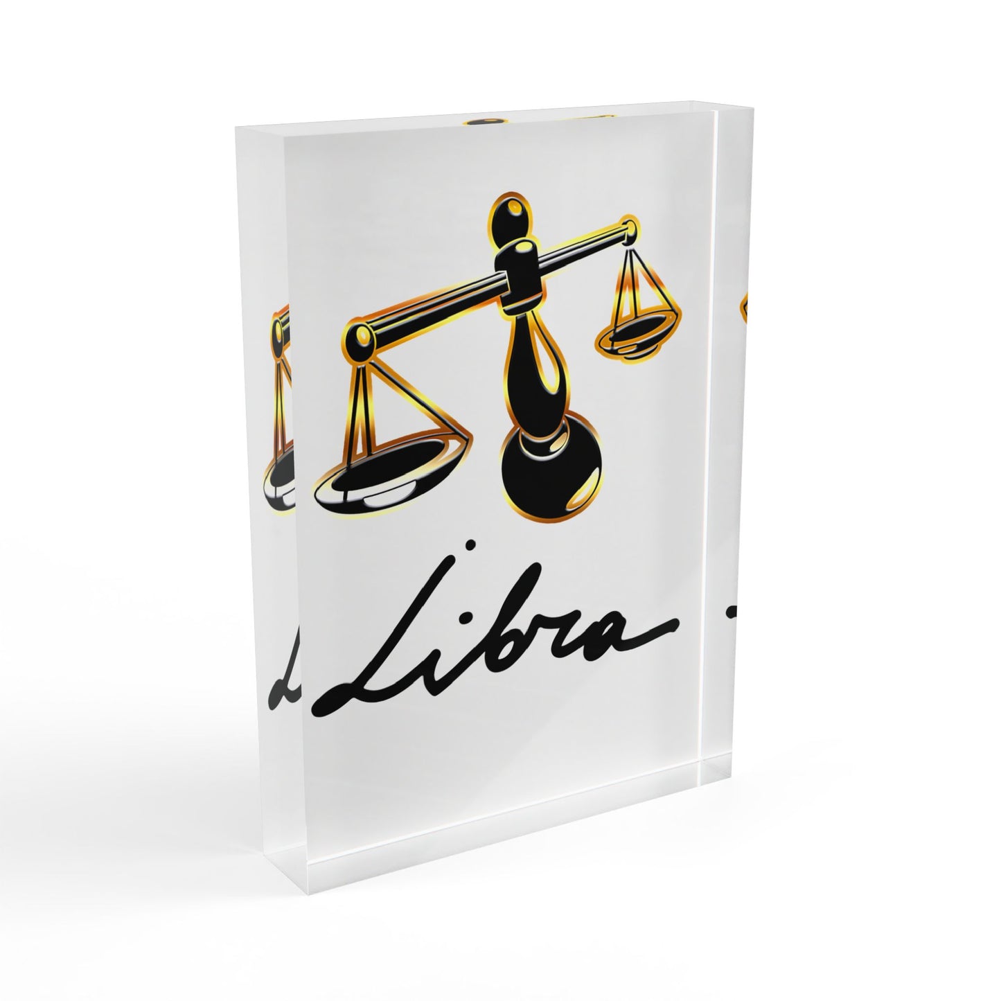 Libra Scales Photo Block, White