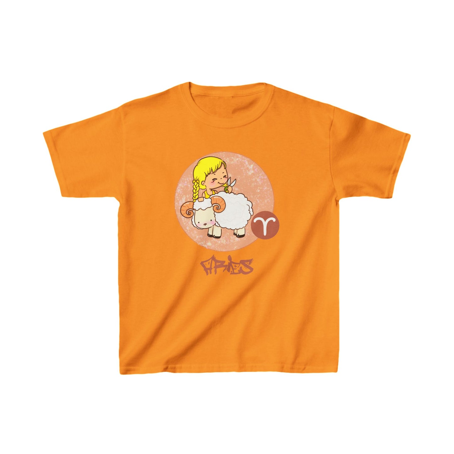 Aries Chibi Girl & Ram, Kids Heavy Cotton™ Tee