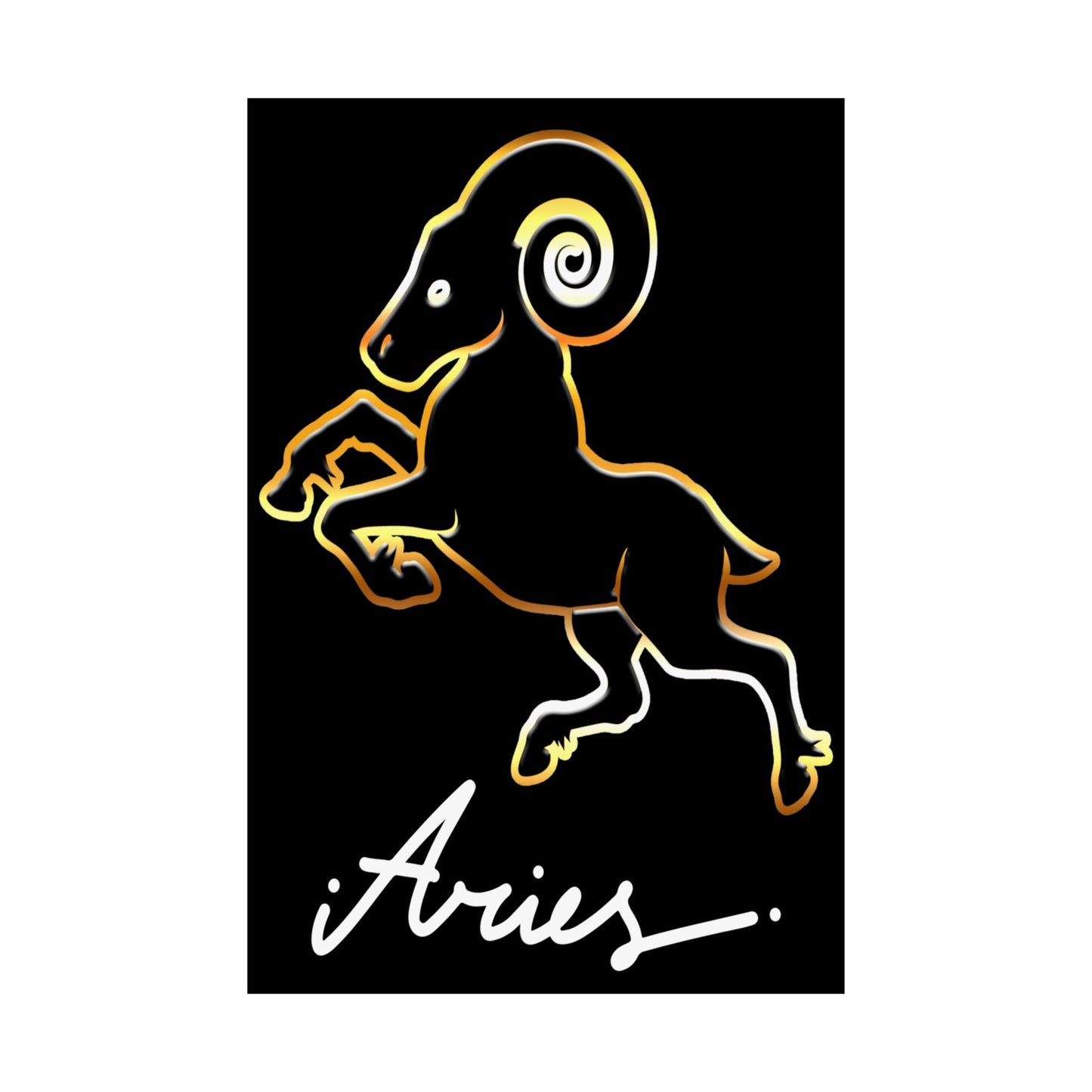 Aries Ram, Matte Vertical Posters (Black)