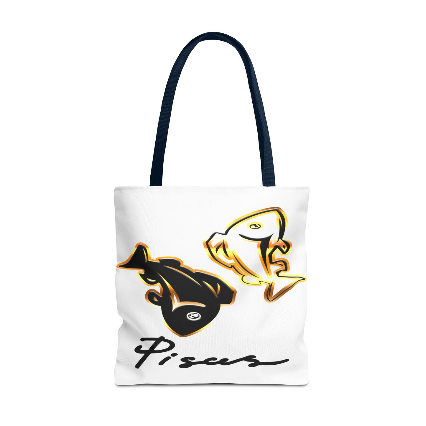 Pisces Fish White Tote Bag, 3 Sizes