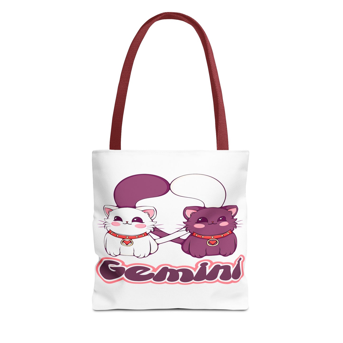 Gemini Anime Cats White Tote Bag, 3 Sizes