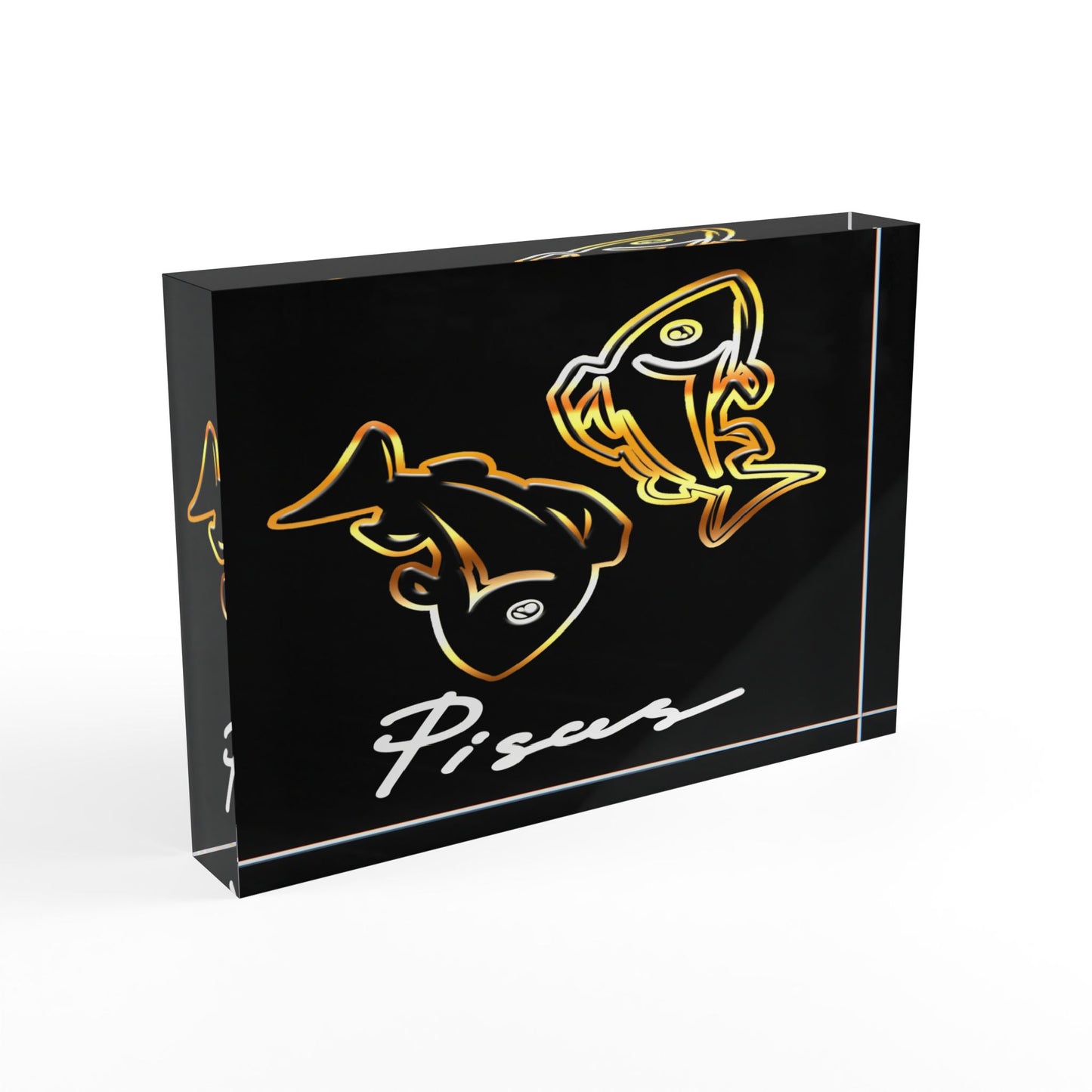 Pisces Fish Photo Block, Black