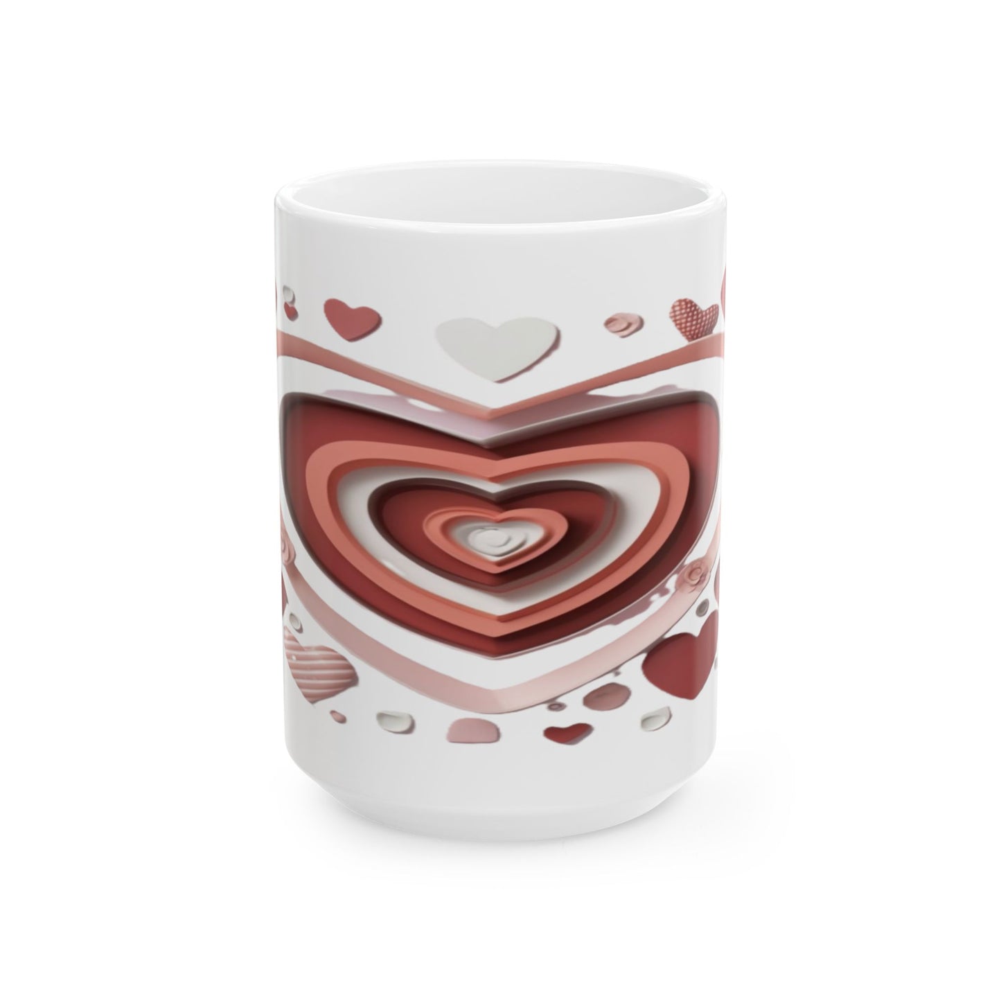 3D Love Hearts, Ceramic Mug, (11oz, 15oz)