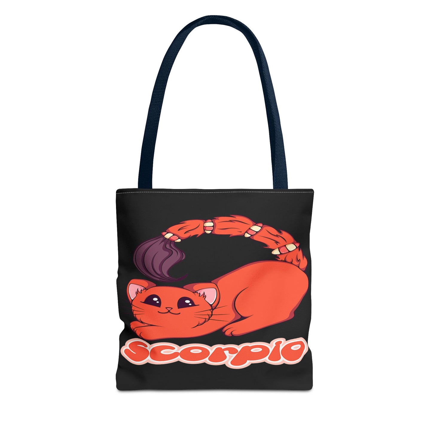 Scorpio Anime Cat Black Tote Bag, 3 Sizes