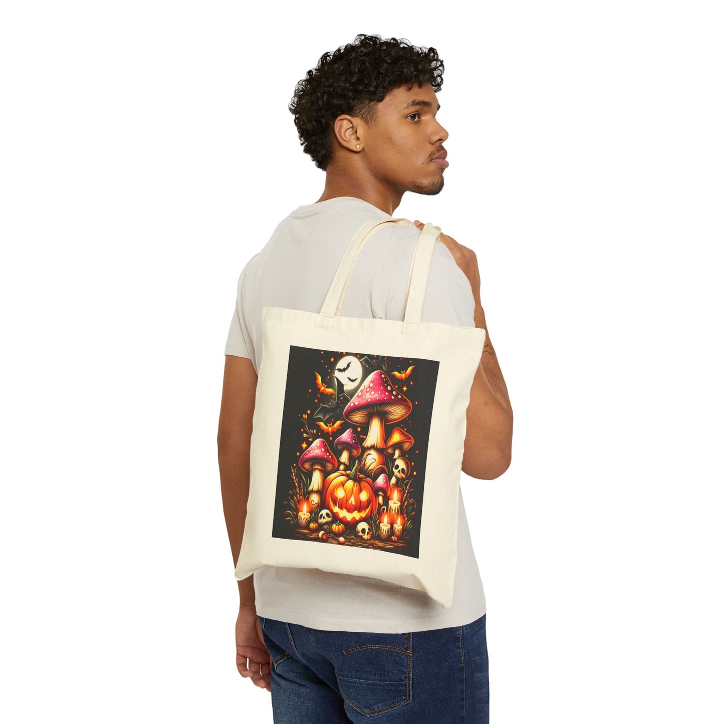 Cosmic Halloween, Cotton Canvas Tote Bag