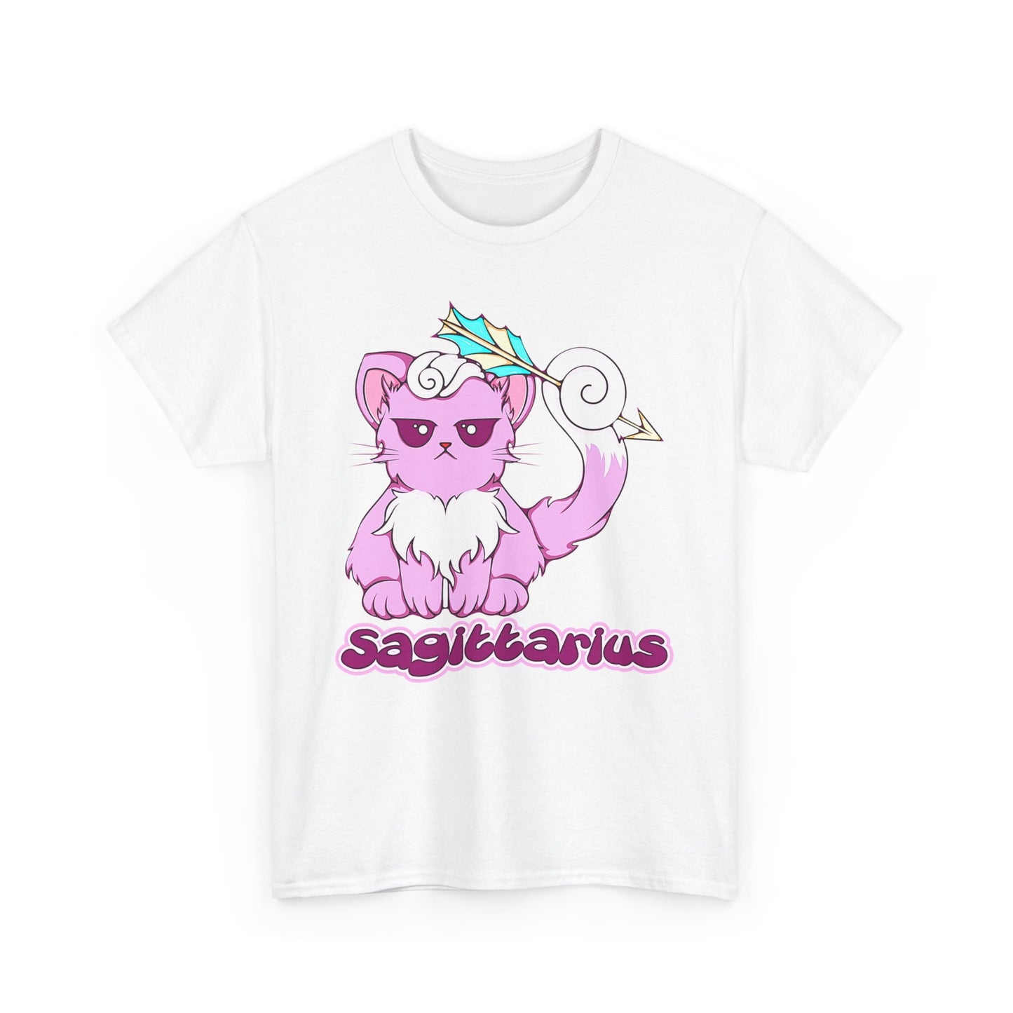 Sagittarius Anime Cat, Unisex Heavy Cotton Tee