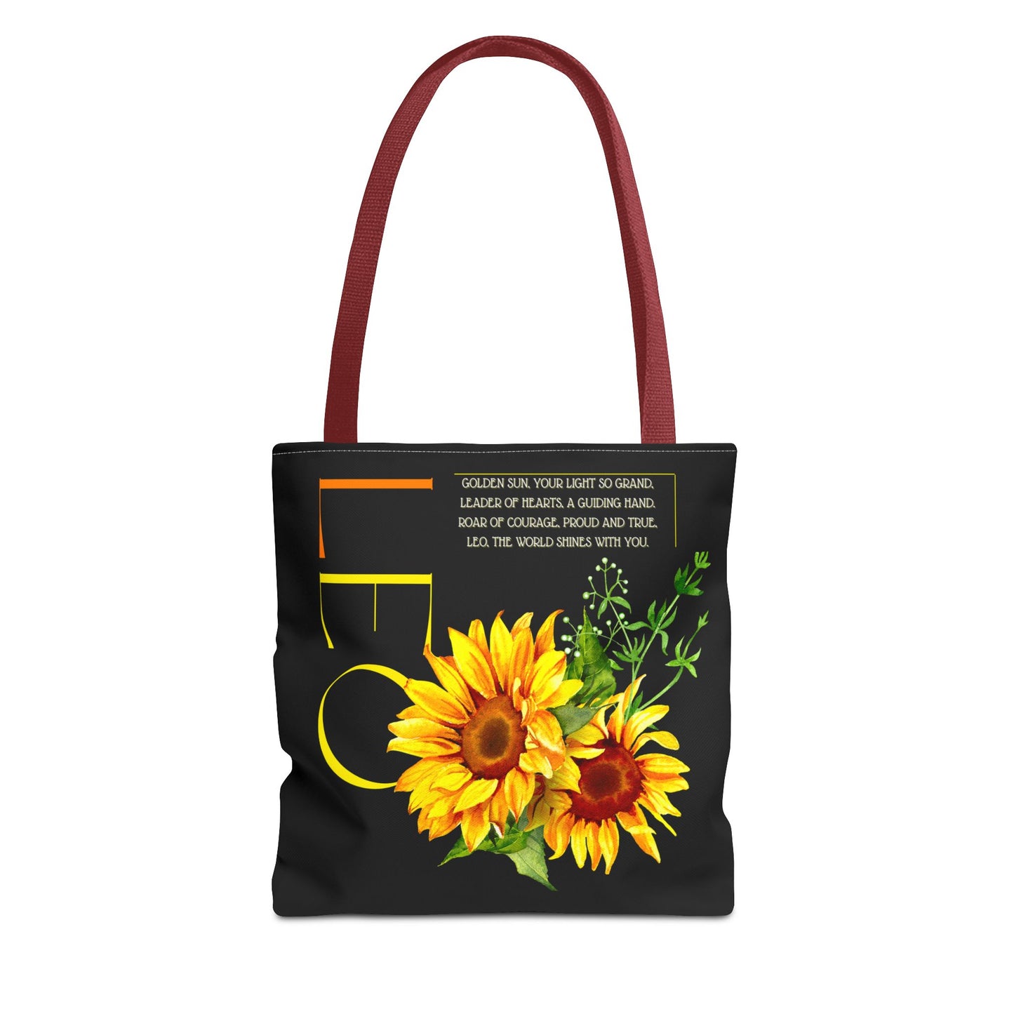 Leo Sunflowers Black Tote Bag, 3 Sizes