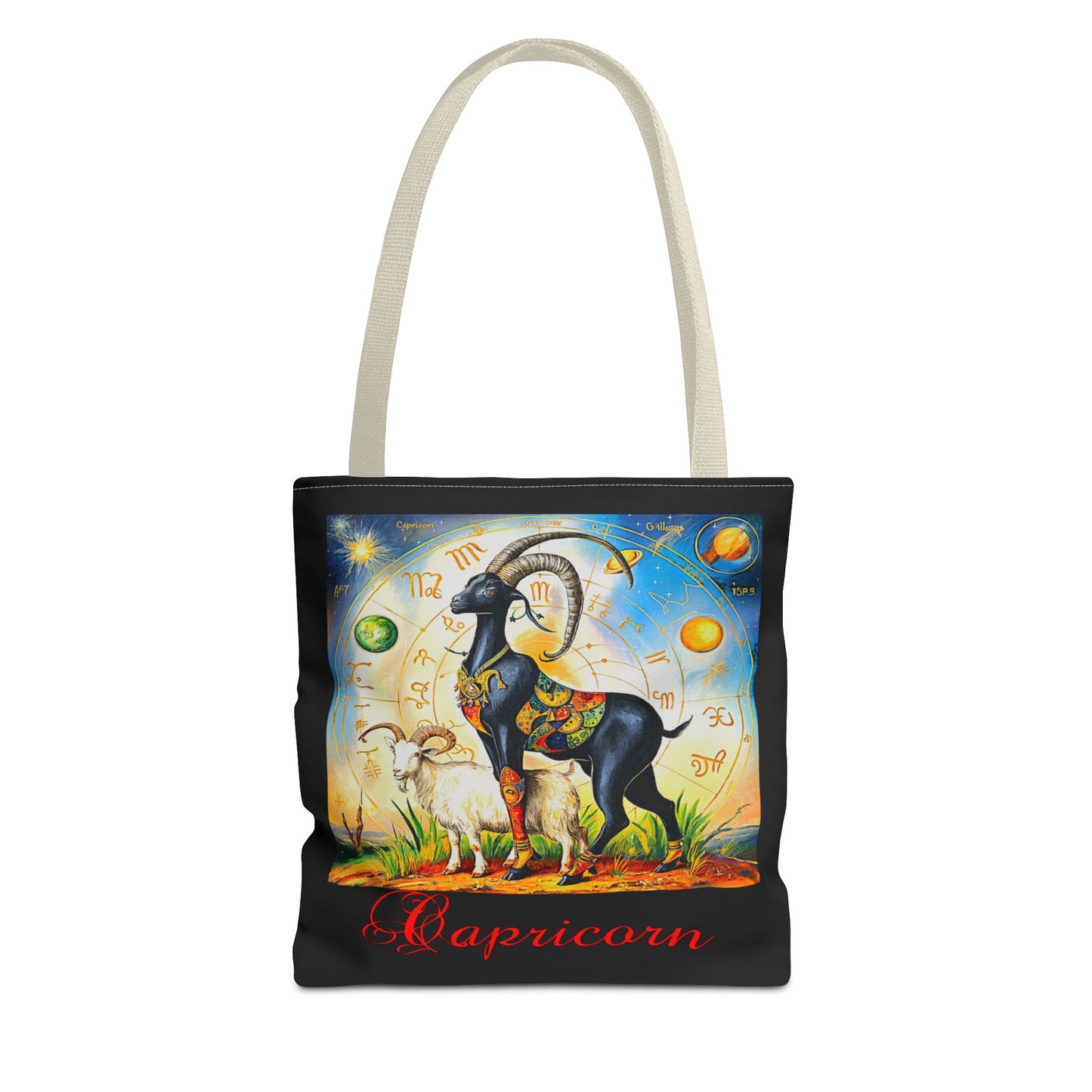 Capricorn Black Tote Bag, 3 Sizes