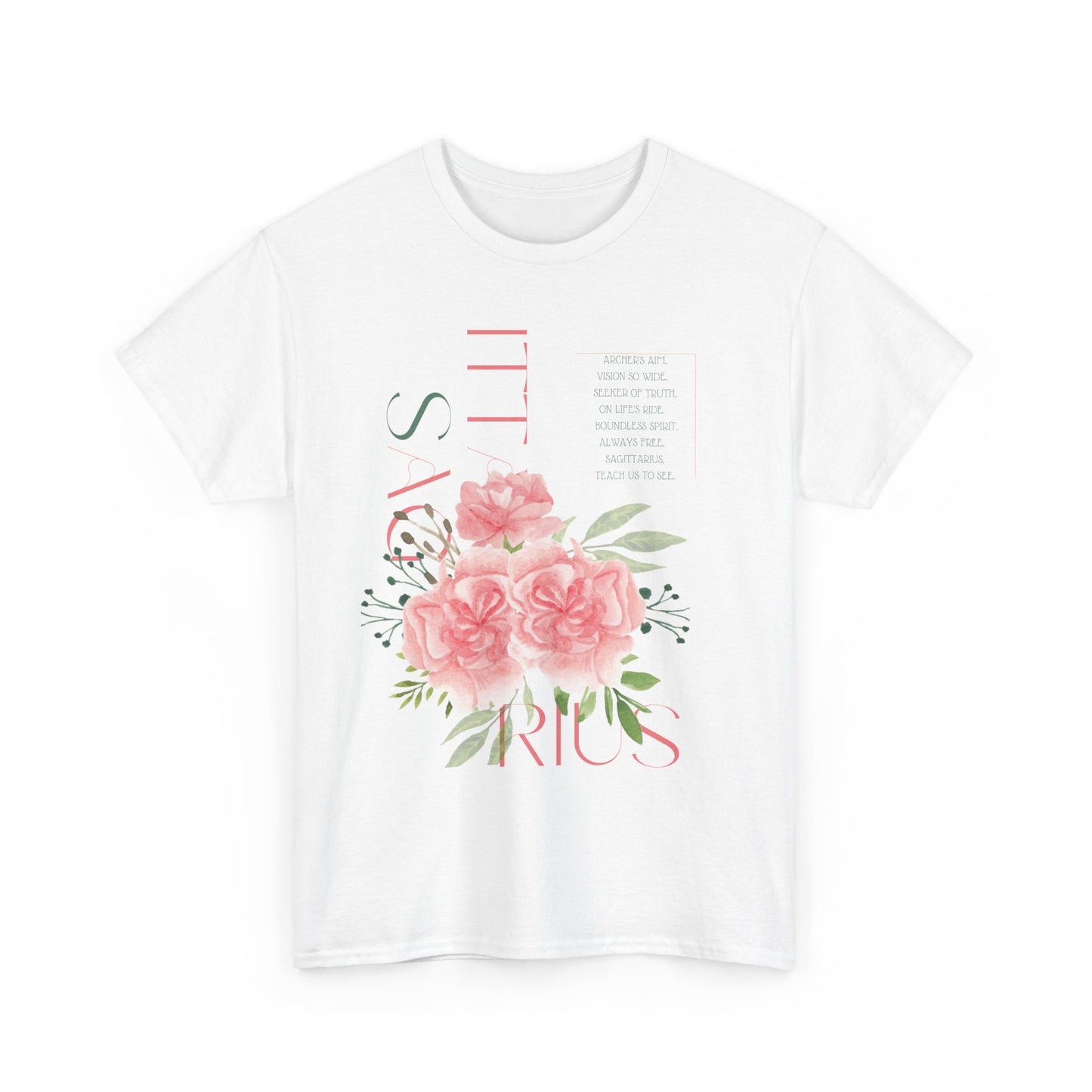 Sagittarius Pink Carnations, Unisex Heavy Cotton Tee