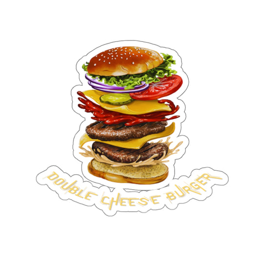 Modern Vintage Deco Double Cheese Burger, Kiss-Cut Stickers