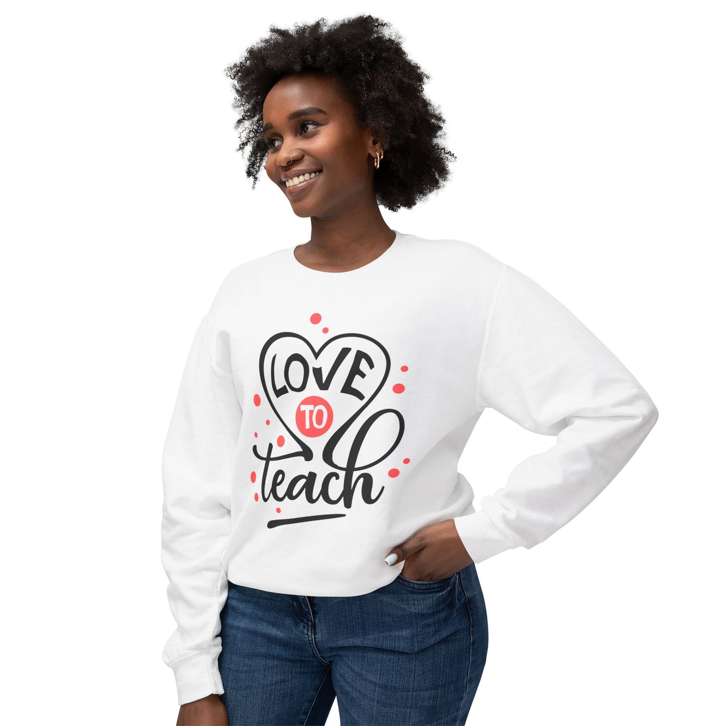 Love to Teach, Unisex Lightweight Crewneck Sweatshirt