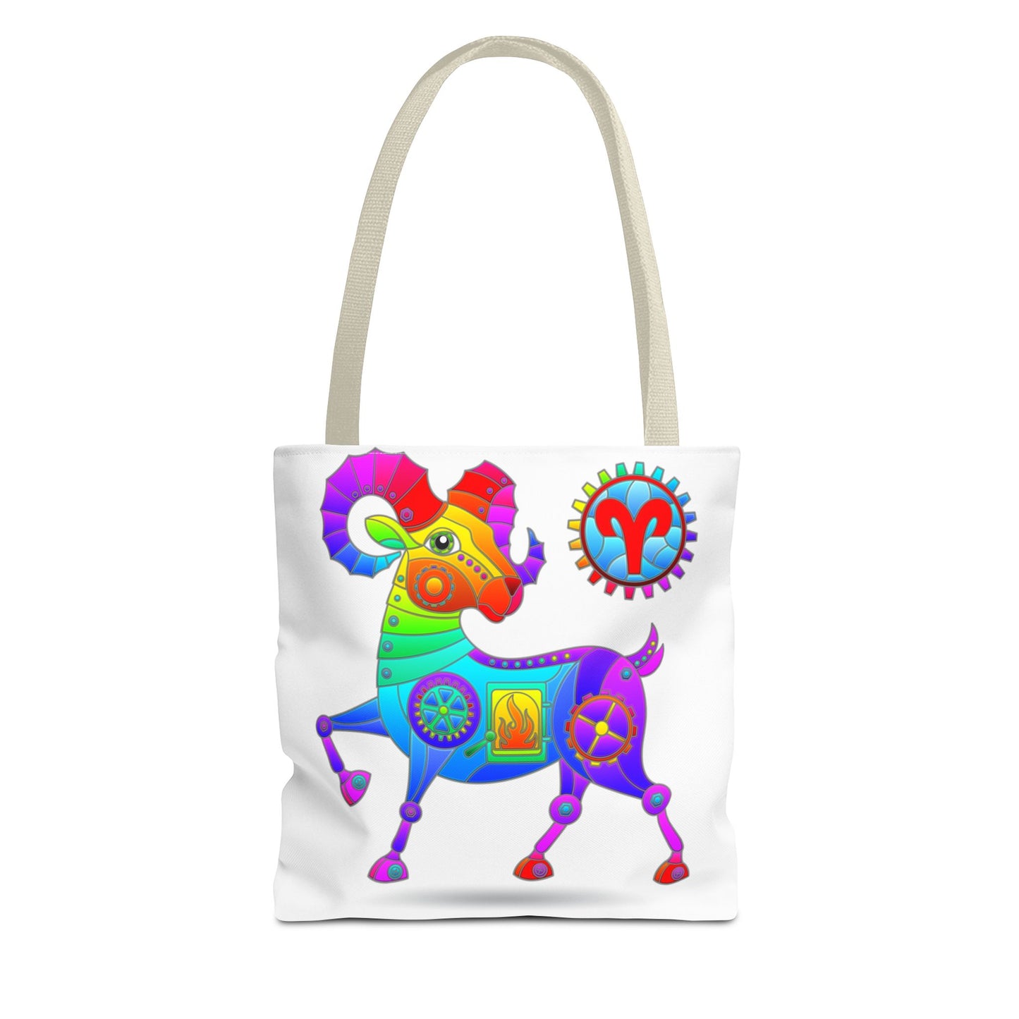 Aries Rainbow Steampunk, White Tote Bag