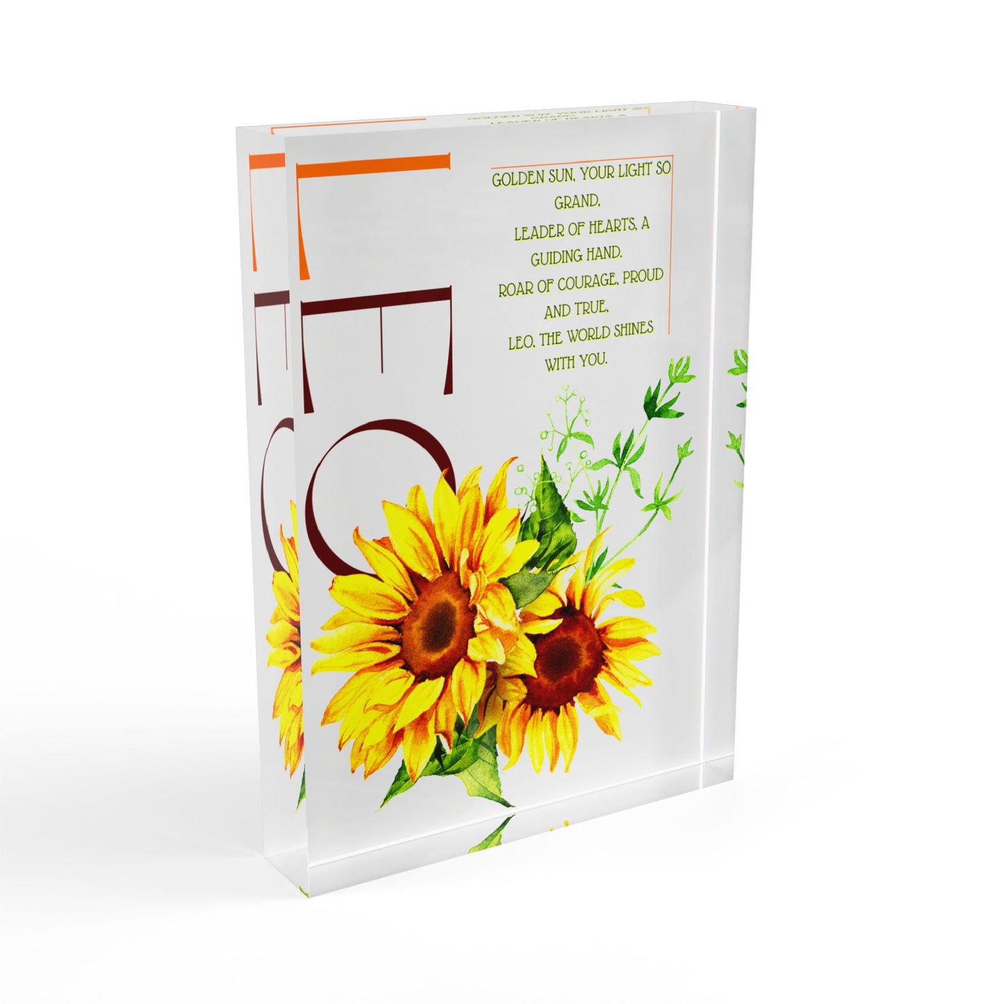 Leo Sunflowers, Photo Block (White)