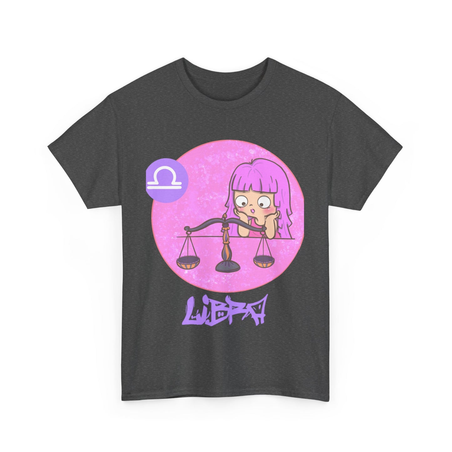 Libra Chibi Girl & Scales, Unisex Heavy Cotton Tee