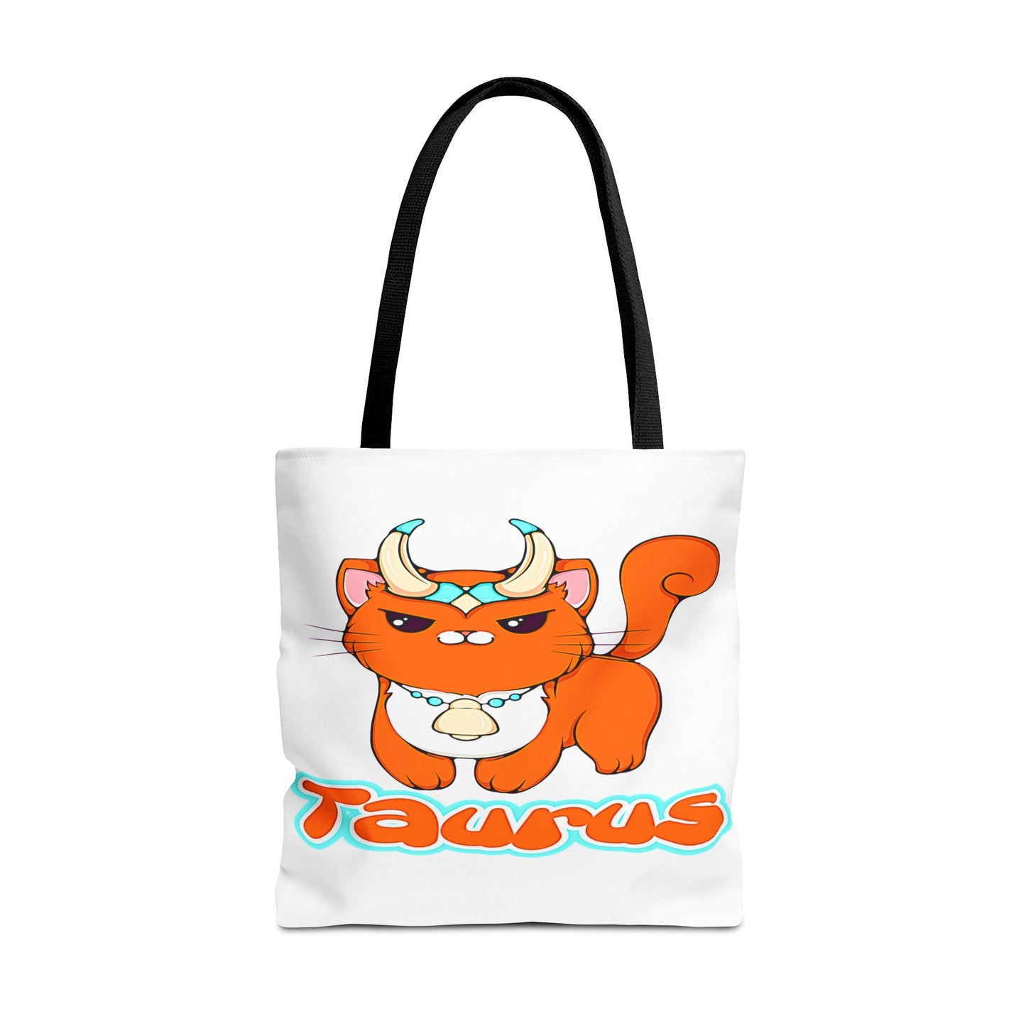 Taurus Anime Cat White Tote Bag, 3 Sizes