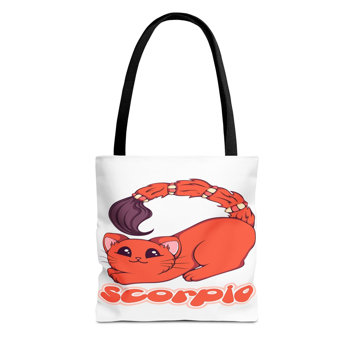 Scorpio Anime Cat White Tote Bag, 3 Sizes