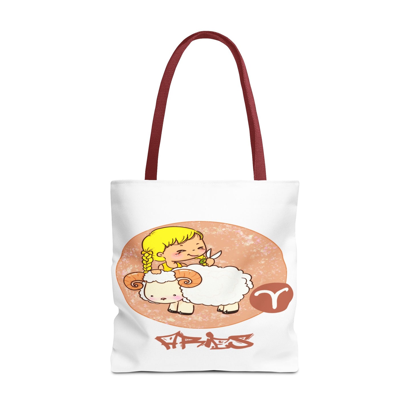 Aries Girl & Ram White Tote Bag, 3 Sizes