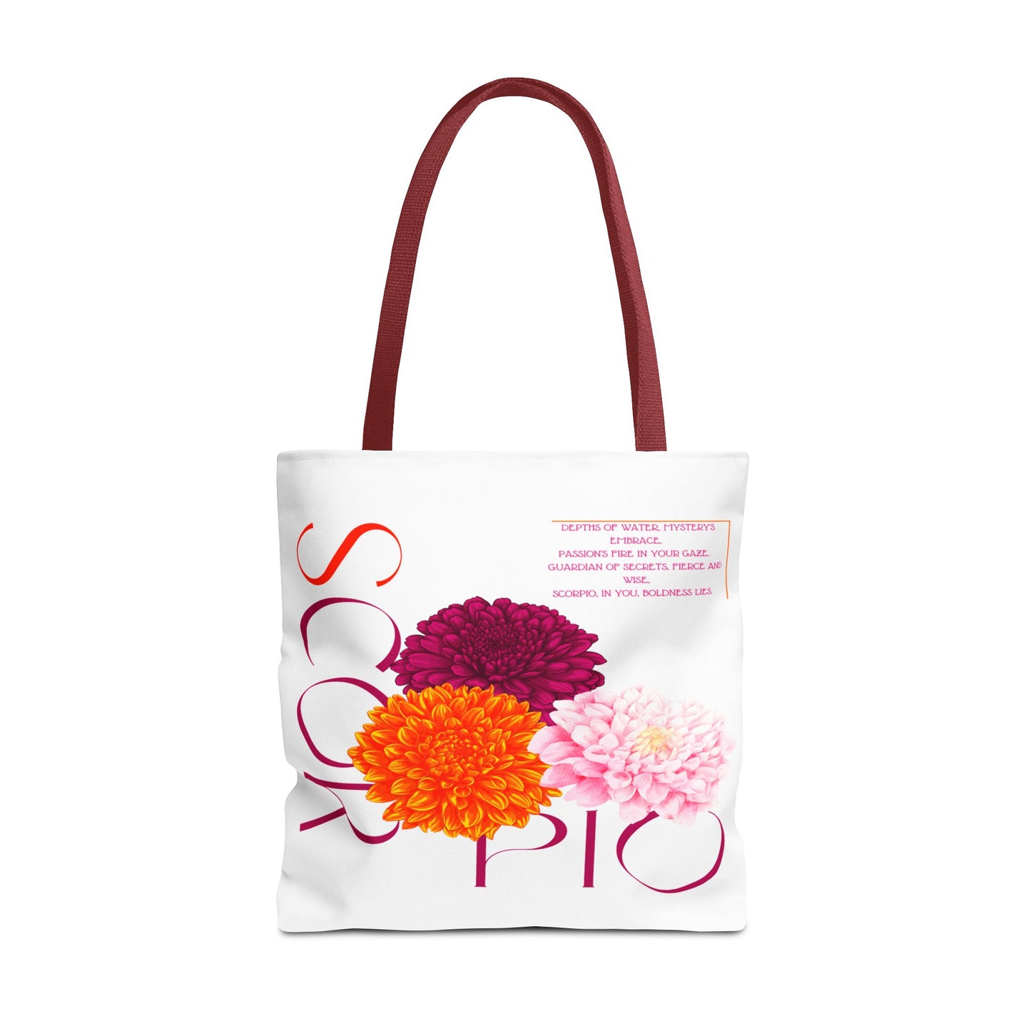 Scorpio Chrysanthemums White Tote Bag, 3 Sizes