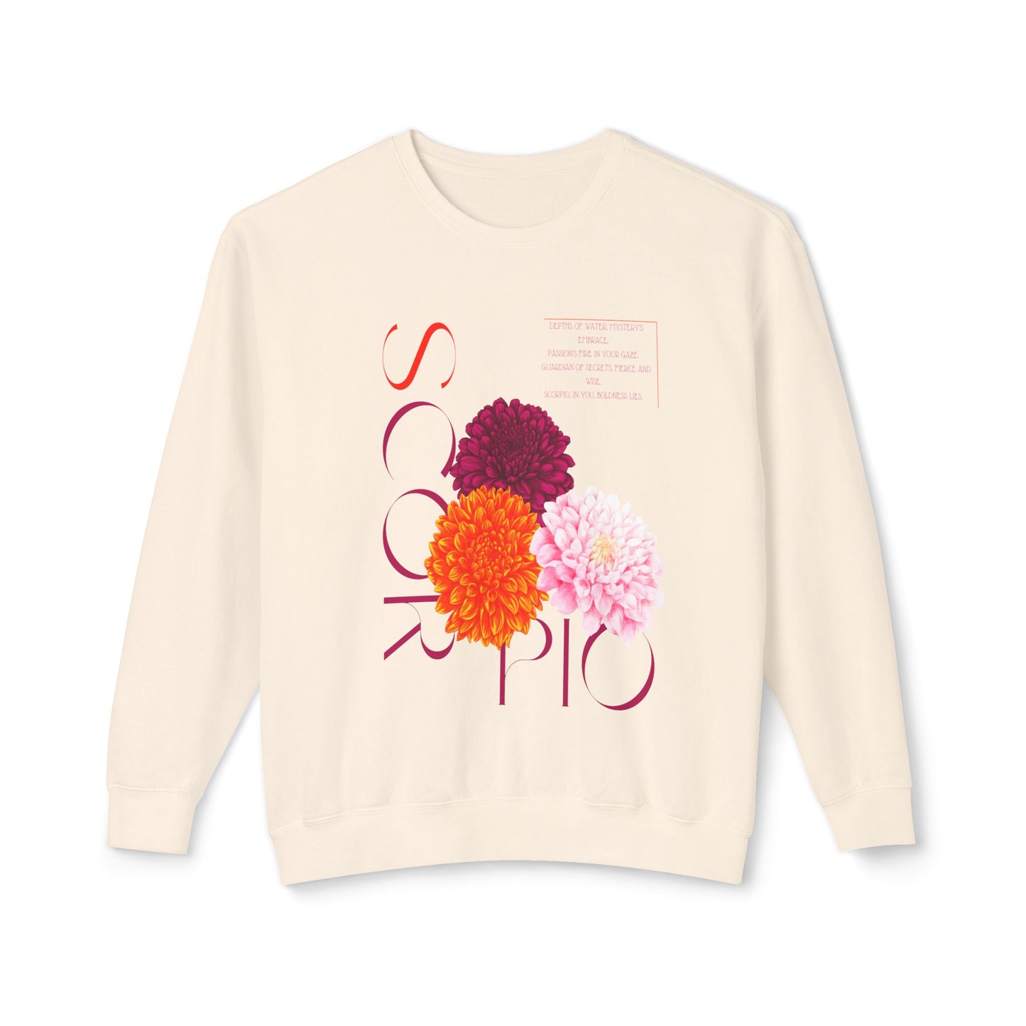 Scorpio Chrysanthemums, Unisex Lightweight Crewneck Sweatshirt